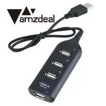 Amzdeal Проводной USB 2,0 с высоким уровнем Скорость 4-Порты и разъёмы разветвитель Кабель-адаптер для ПК Тетрадь