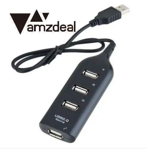 Amzdeal Проводной USB 2,0 High-Скорость 4-Порты и разъёмы Splitter концентратор Кабель-адаптер для ПК Тетрадь