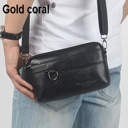 100% Cow Skin Soft New Men's Genuine Leather Vintage Bags Fashion Sling ...