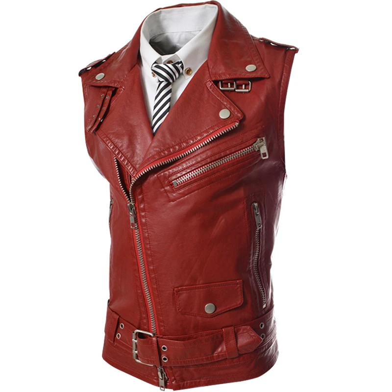 Бренд мужской бейзер пиджак искусственная кожа мото пальто мужской Masculino Slim Fit модный стиль без рукавов верхняя одежда