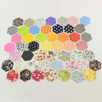 

50 mixed design no repeat 200pcs/lot 100% cotton fabric printed sexangle slice 2.4cm x 4.2cm patchwork fabric tildas quilting