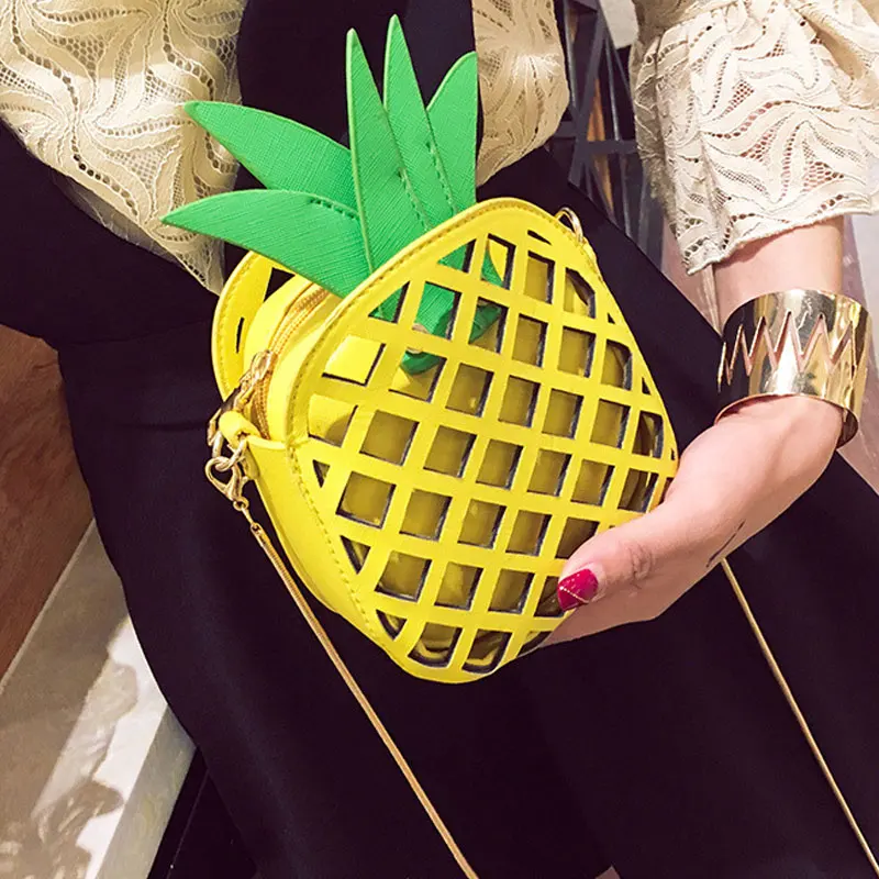 

Fashion Women Mini Messenger Bags Pineapple Shape Hollow Chain Strap Ladies Girls Shoulder Bags For Travel Hiking MUG88
