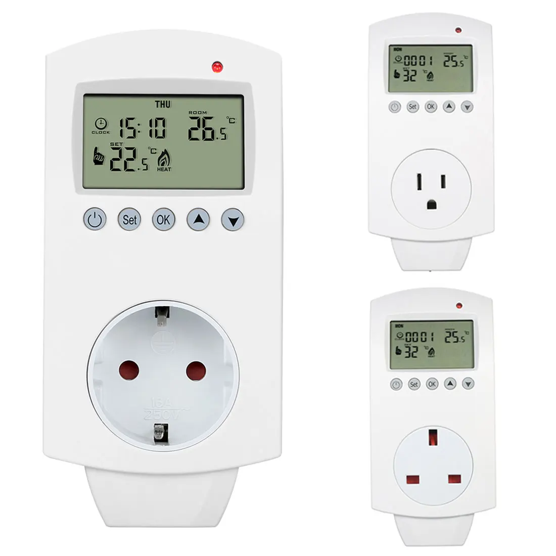 

Plug-in Thermostat Heating Cooling 24 Hour Programmable Temperature Controller Socket with Timing Function EU UK US Plug