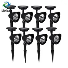 8 шт./компл. 4 светодиодный солнечный Мощность светодиодный ландшафтный светильник Точечный светильник Открытый Садовая лужайка путь солнечный светильник лампа авто Сенсор ВКЛ/ВЫКЛ