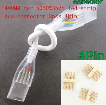 

RGB led strip 110V 220V plug straight Connector, middle connector for 5050 RGB led strip light PVC8MM led strip connection