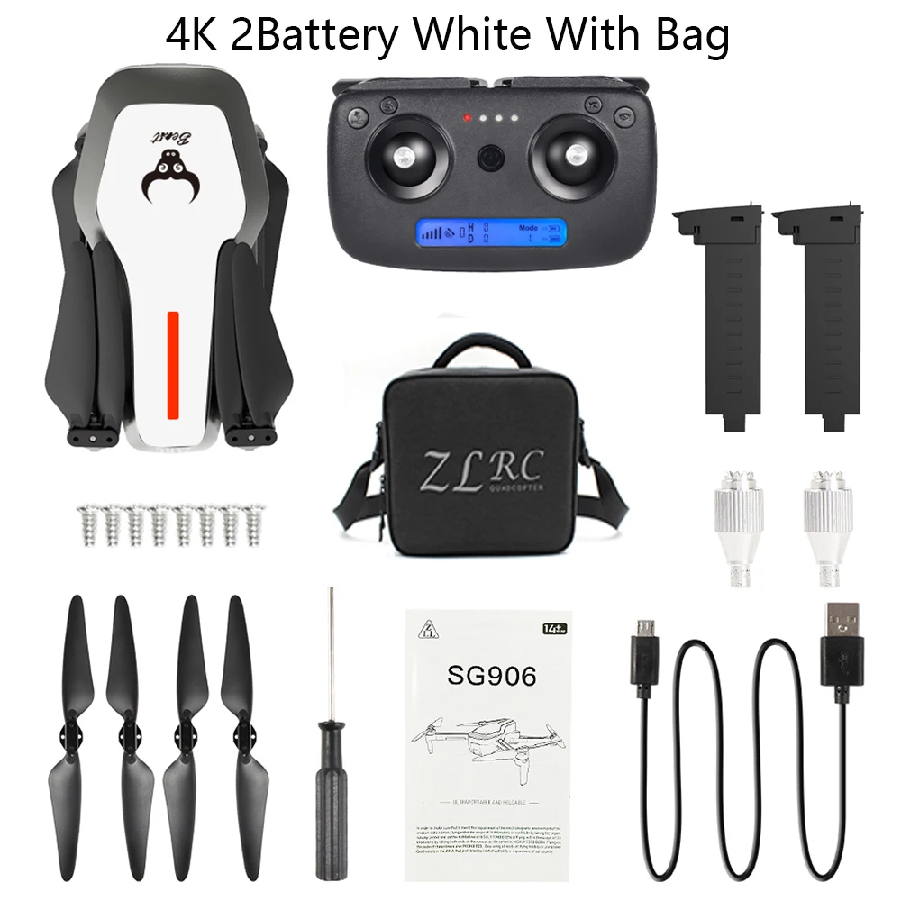 4K 2B Bag W LAUMOX SG906 Дрон gps 5G wifi FPV с камерой 4K HD бесщеточный селфи складной Дрон RC Квадрокоптер RTF VS H117s B4W ZEN K1 F11 - Цвет: 4K 2B Bag W