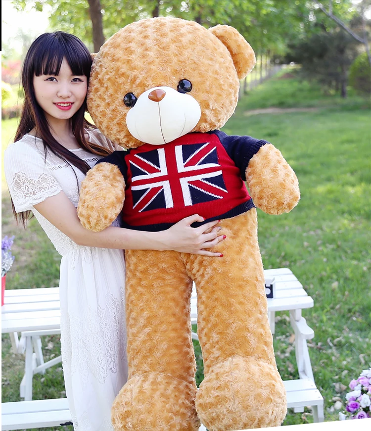 stuffed plush toy large 110cm dressed sweater flag teddy bear plush toy