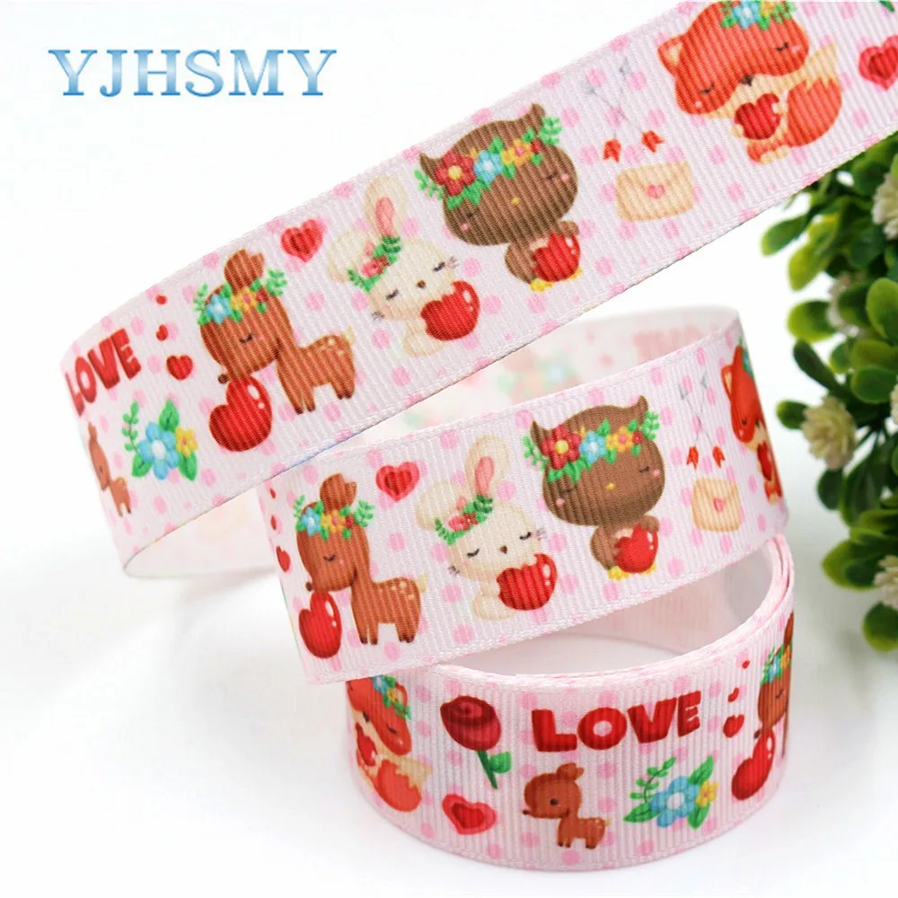 YJHSMY 181131 25 мм 10 ярдов мультфильм печатных grosgrain ленты DIY ручной работы свадебные