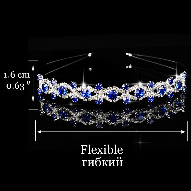 Новая лента для волос Свадебные аксессуары для волос для женщин повязка для волос для девочек украшения головной убор Синий Кристалл Серебряная корона украшения для волос