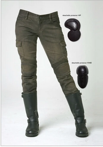 2016 The newest Uglybros MOTORPOOL UBS06 women jeans Motorcycle riding pants Jeans Army Green women pants