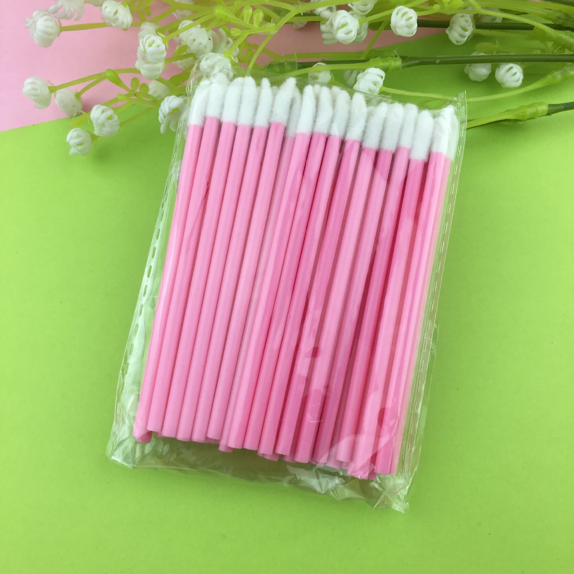 50PCS Disposable Lip Brush Set Lipstick Mascara Wands Brush Cleaning Eyelash Eyebrow Make Up Applicators Tools