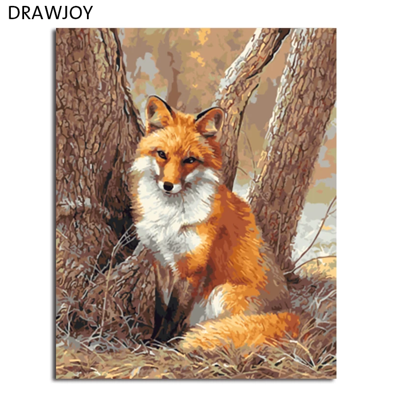 

DRAWJOY Framed Picture Painting & Calligraphy Of Loely Animals DIY Painting By Numbers Coloring By Numbers Home Decor