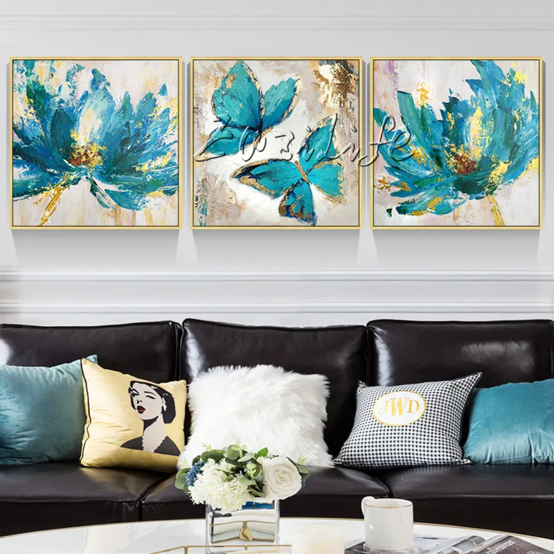 3 Pieces Blue Flowers Canvas Painting Acrylic Abstract Painting Texture Quadros Caudros Decoracion Wall Art Pictures Home Decor 3 Pieces Blue Flowers Canvas Painting Acrylic Abstract Painting Texture Quadros Caudros Decoracion Wall Art Pictures Home Decor
