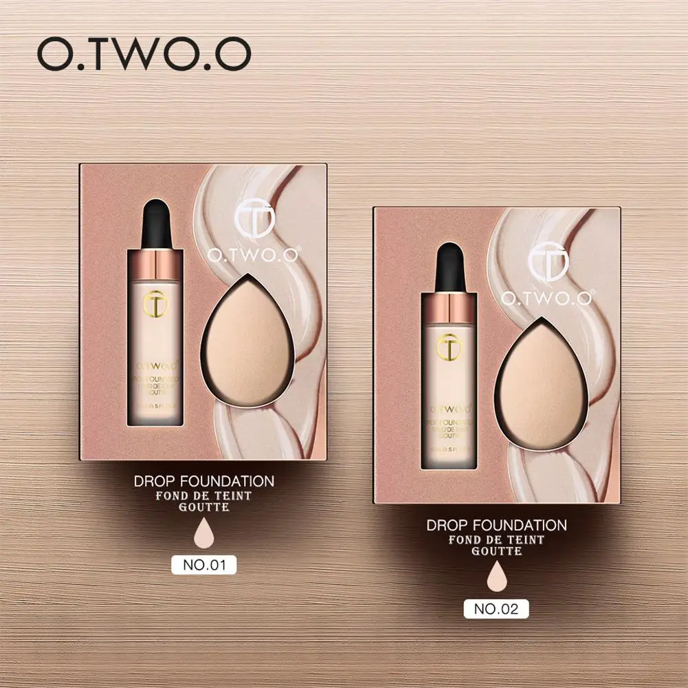 

HobbyLane Whitening Concealer Moisturizer Long-lasting Oil Control Liquid Foundation + Water Droplet Shape Powder Puff Set 71