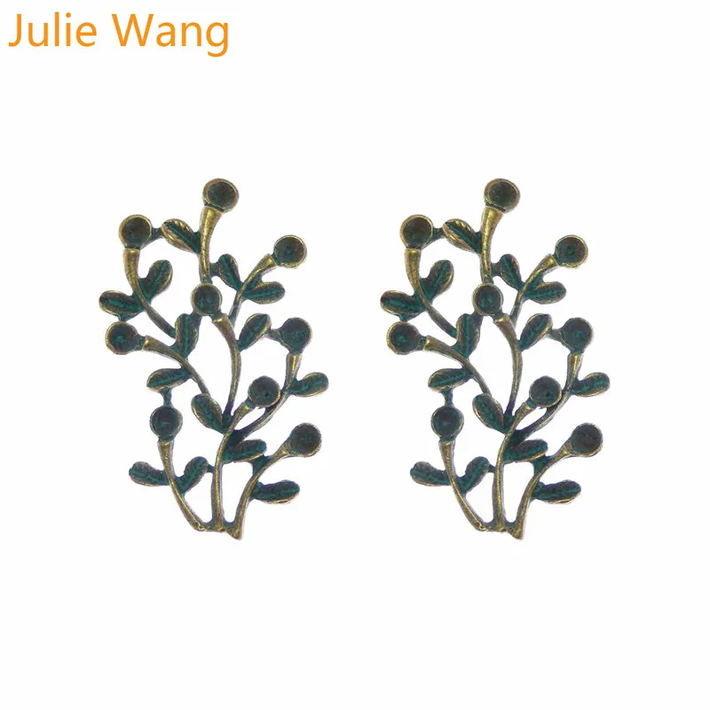 

Julie Wang 5PCS Antique Bronze Charms Imitation Nature Green Vines Suspension Pendants Earring Necklace Accessories 58*35*4mm