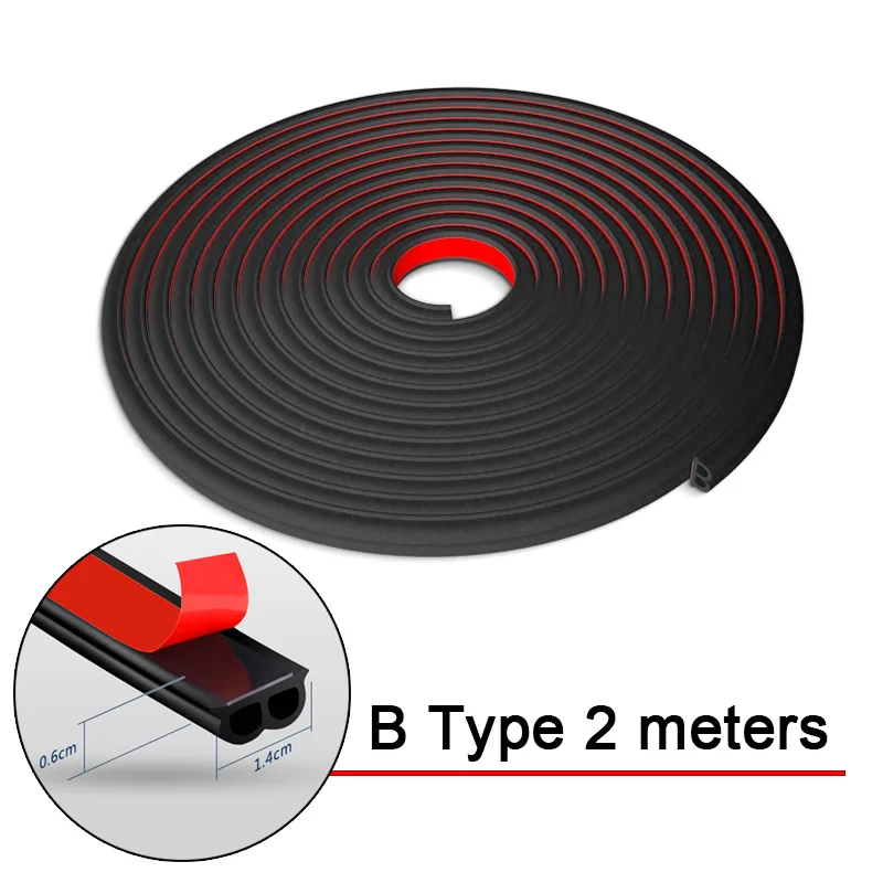 2 метра B Z P D Тип автомобиля резиновое уплотнение звук изоляционный уплотнитель отделка края шумоизоляция двери автомобиля уплотнительные полосы наклейки - Название цвета: B Type