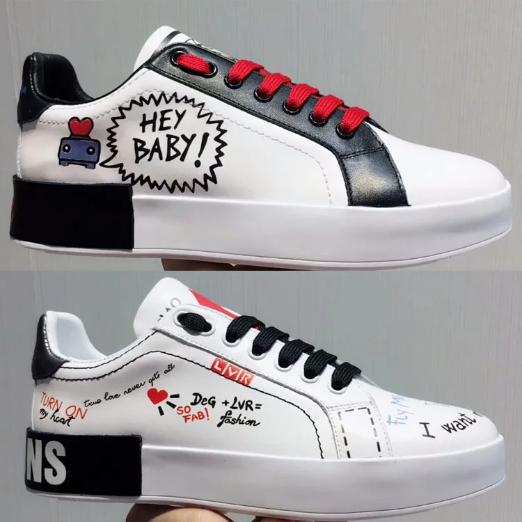 Chaussures Femme De Designer as Occasionnels Été Nouveau Marée Base Printemps Cuir Jusqu'à Pics Graffiti En Appartements Confortable 2018 Dentelle As Mujer Pics zIRt6qwx6n