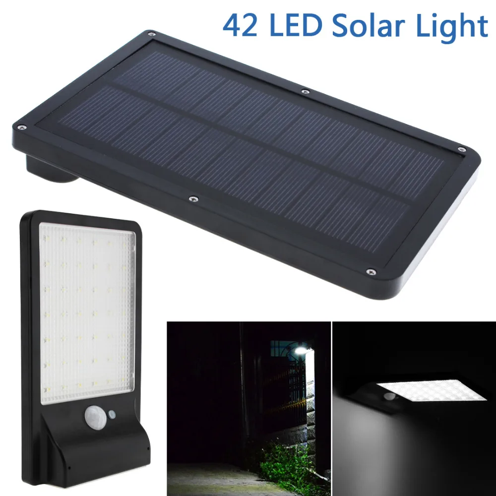 

Outdoor 42 LEDs Solar Power Light Waterproof PIR Motion Sensor 3 Mode Security LED Wall Lamp for Garden Pathway Balcony Yard