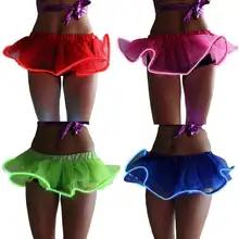 Для женщин стиль мода горячий свет до пачка Сценический EL Провода аксессуары Клубные мини-юбка нам