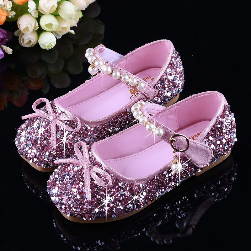 Размеры 25-35 одежда для малышей Дети Bling Туфли без каблуков блестящие из