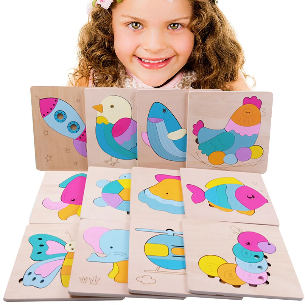 

Development Baby Toys 3D Wooden Puzzle Cartoon Learning Educational Kids Toy