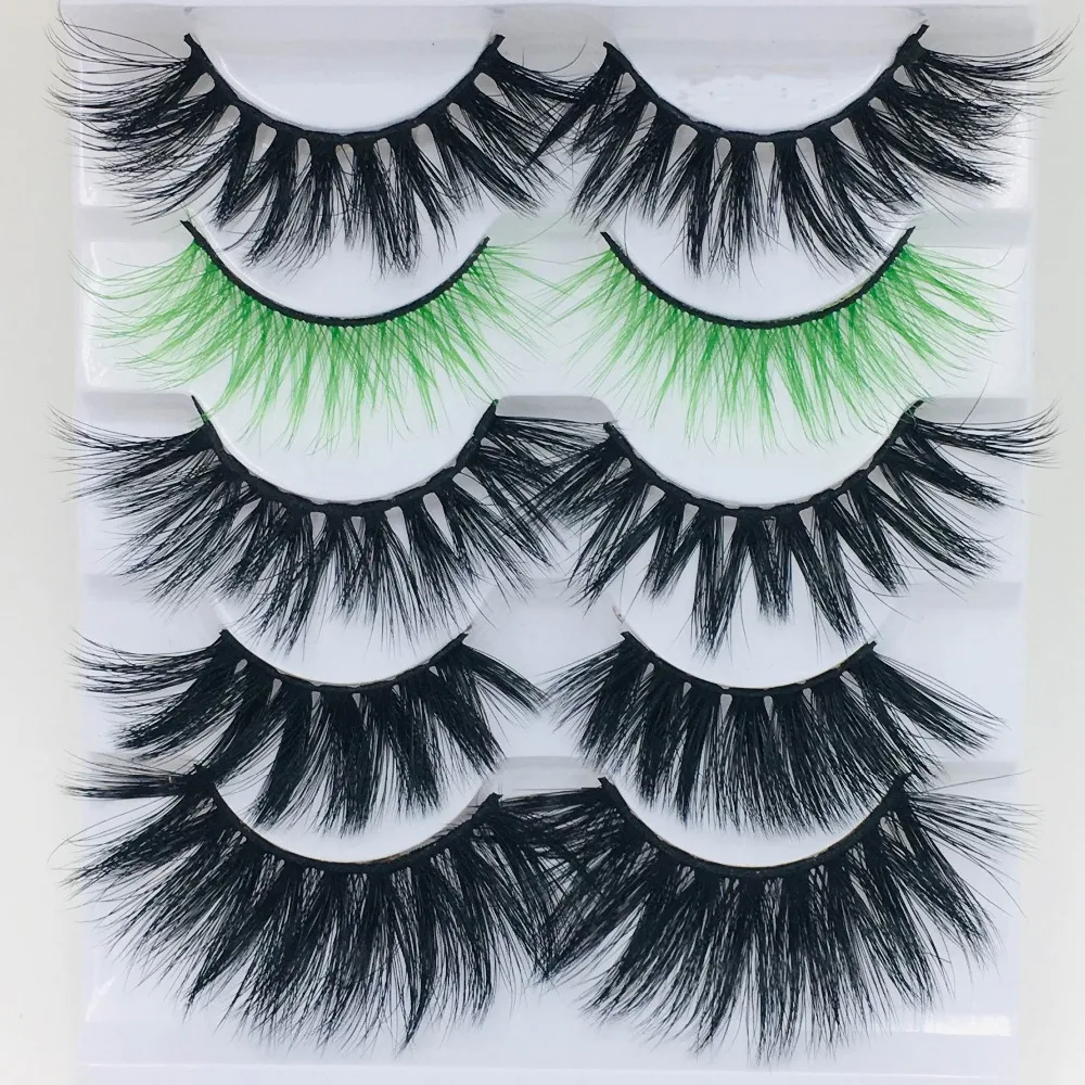 5pair Colored black 3D Soft Mink Hair False Eyelashes Handmade Wispy Fluffy Long Lashes Natural Eye Makeup Tools Faux Eye Lashes