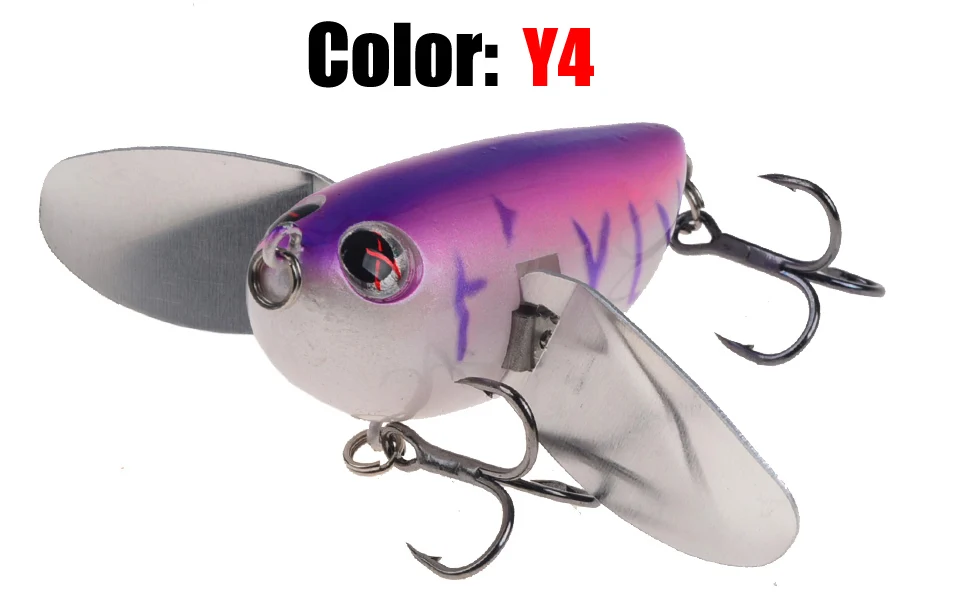 LINGYUE Topwater Crankbait рыболовная приманка 6 см 12,5 г плавающий воблер, твердая приманка-Поппер, искусственная приманка с металлическими крыльями - Цвет: Y4