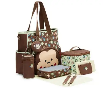 

Newest 10 PCS/SET Multifunctional Cartoon Baby Diaper Bag Outdoor Portable Nappy Bag Handbag Baby Stroller Bag Giraffe Pattern