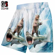 OGKB летние брюки в стиле хип-хоп с завязками для мужчин/wo мужчин 3d принт Акула Медведь 3D пляжные шорты для мужчин шорты для плавания 5XL