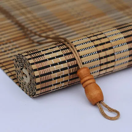 Wood color Новое поступление, зеленые бамбуковые рулонные шторы, оконные рулонные шторы, Затемненные рулонные шторы, занавески, винтажные, для крыльца - Цвет: Wood color