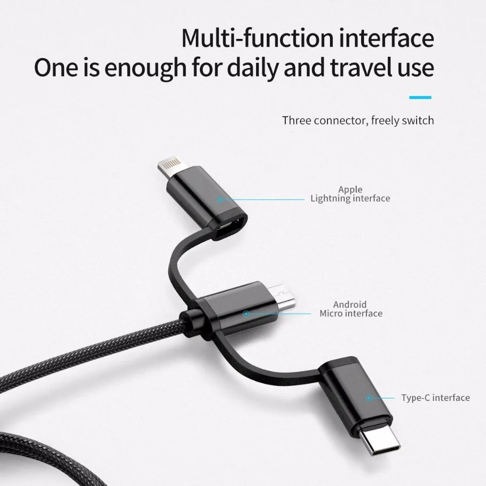 USB кабель ORICO HT3 3 в 1 для зарядки и передачи данных зарядный iPhone Huawei P20 Xiaomi 8