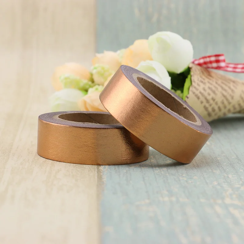 

1X copper Foil Washi Tape Paper 1.5cm*10m Kawaii Scrapbooking Tools Masking Tape Metallic Christmas Diy Decorative Tapes