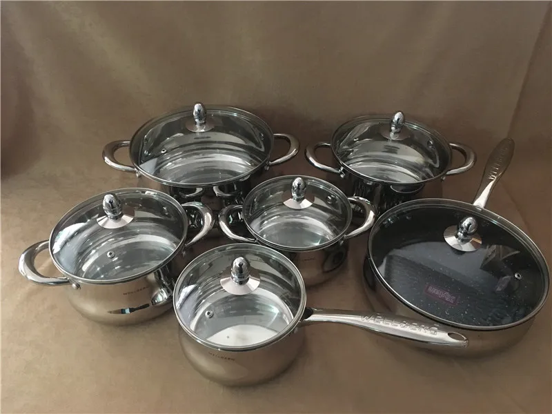

Cooking Tools 12pcs 18/10 S.S Cookware Set Pan Set and Non-stick Frypan