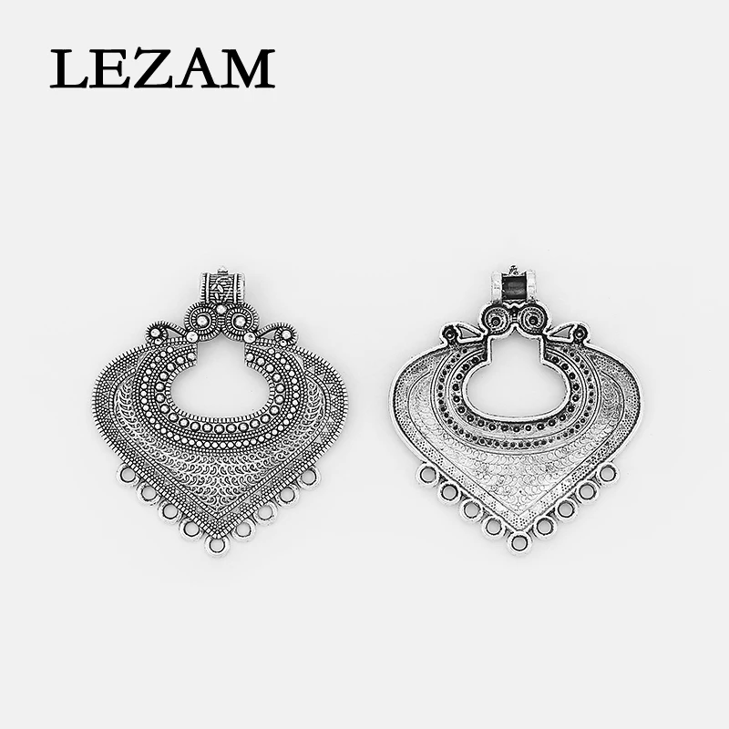 

2pcs Fashion Pendant Charms Boho Bohemia Large Heart Pendant For Necklace Pendant Connector Jewelry Making Findings 53x59mm