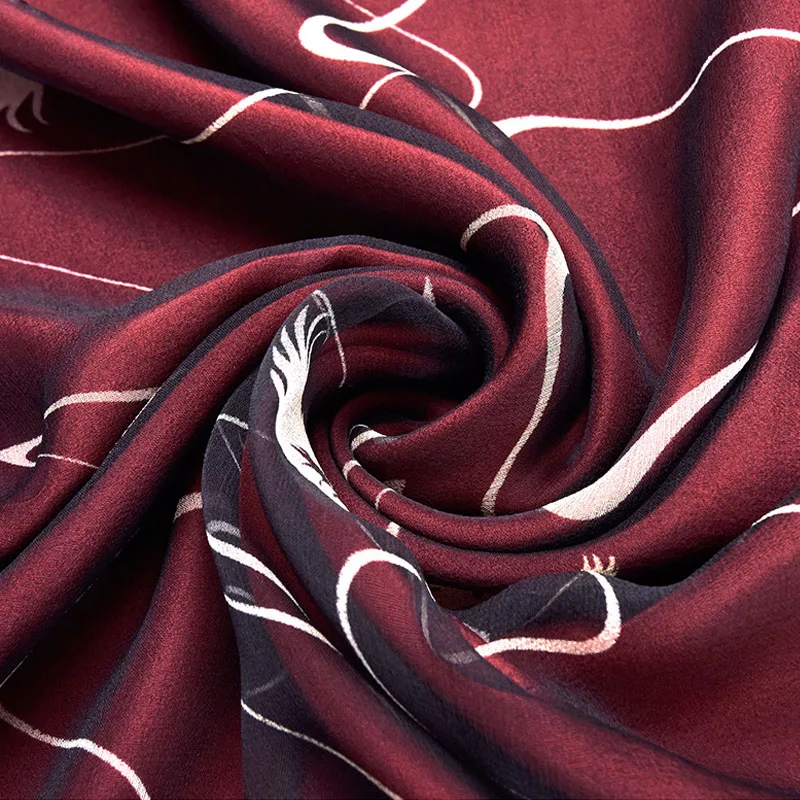 Двусторонний Шелковый шарф женский настоящие шелковые шарфы принт дамские Шали Обертывания чистый натуральный шифон шелковые шарфы 190*65 см