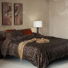 Комплект постельного белья с 3d леопардовым принтом, 4 предмета, Египетский хлопок, сатин, пододеяльник, двуспальный размер, простыни