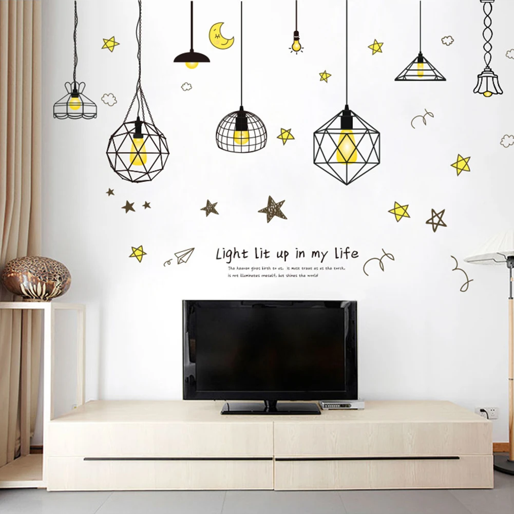 Hanging Lamp Wall Sticker Electric Light Vinyl Kitchen Dining Room Wall Stickers Decor Removable Decals Wallpaper Home Decor