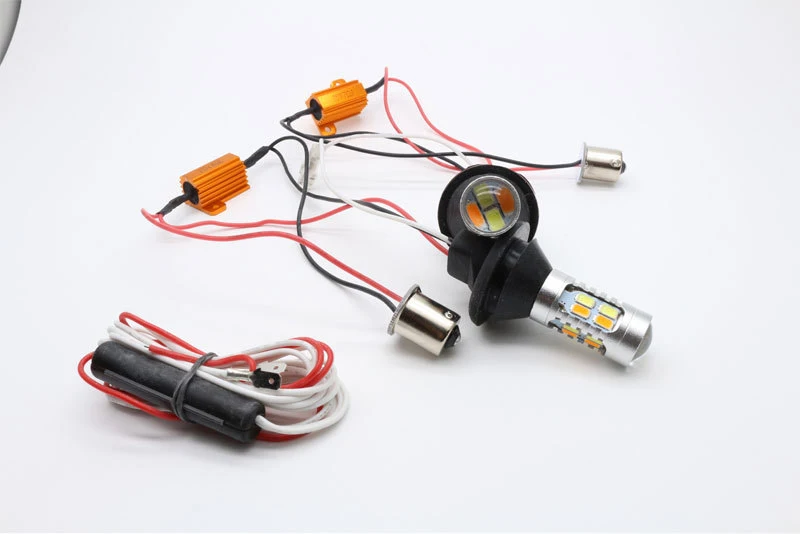  2x Super Bright 1156 P21W BA15S BA15S 3157 20SMD Canbus Error Free Dual Color Amber White Switchback LED DRL Turn Signal Lights (1)