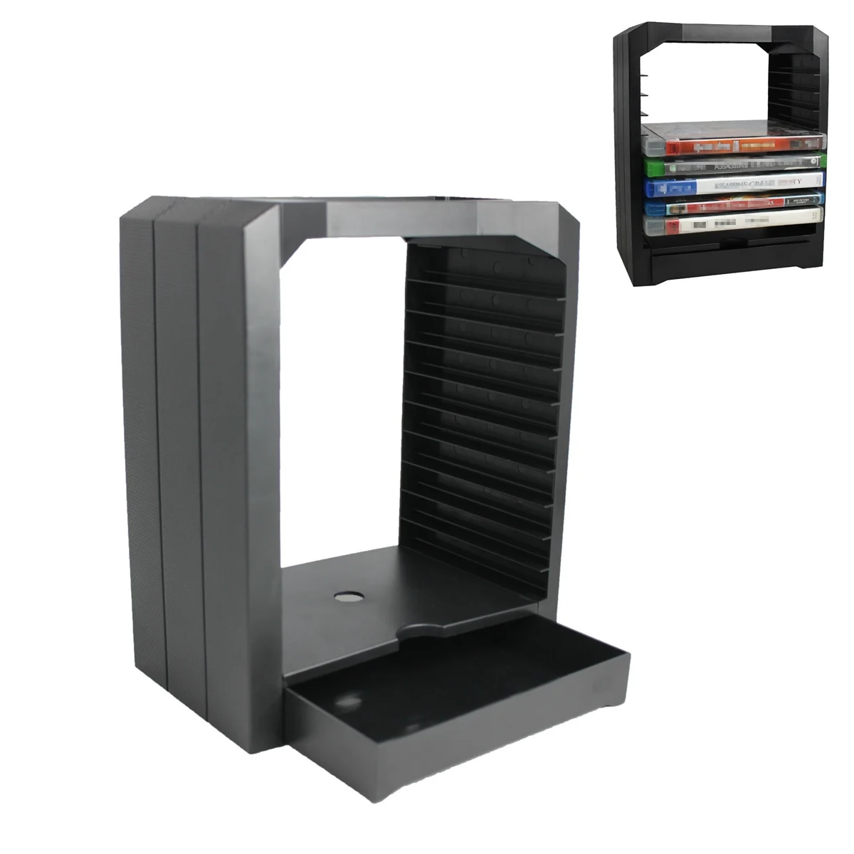 

Universal Black ABS Game & Blu Ray Disc Storage Tower Shelf Stand Kit For for PS3 PS4