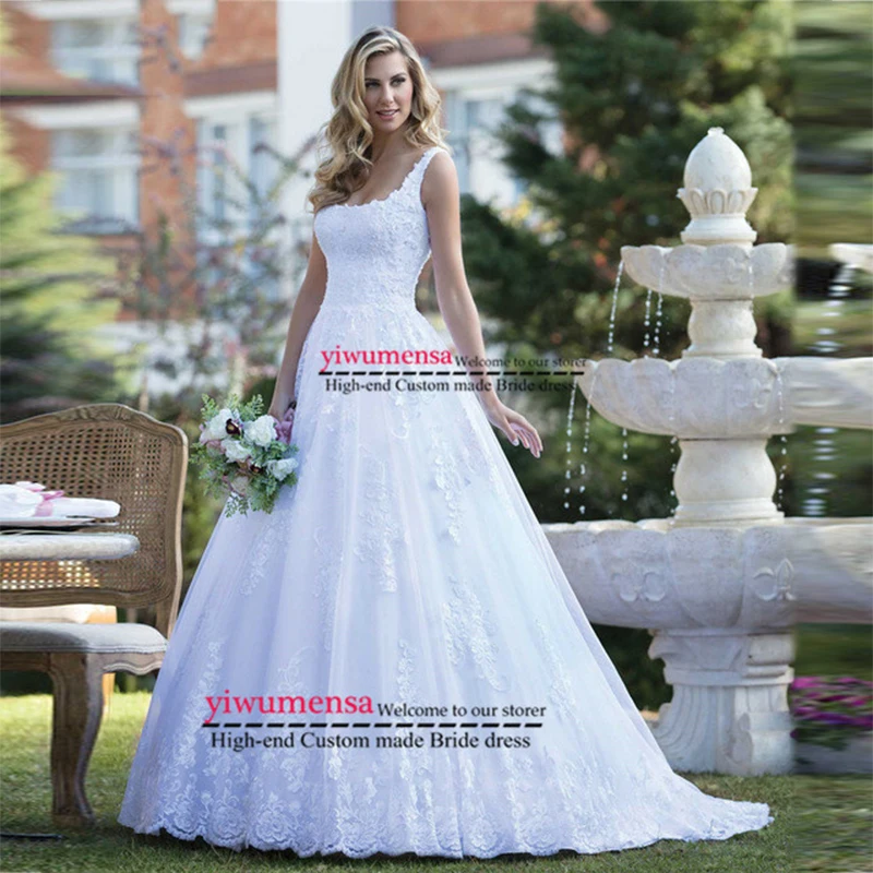 Vestidos De Novia 2019 Spaghetti Straps Wedding Dresses Appliques