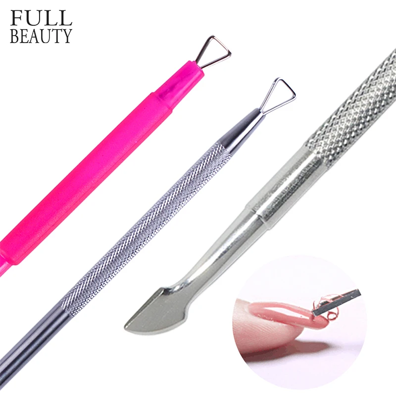 1pcs Optional Remover Polish UV Gel Manicure Nail Tool Stainless Steel Triangle Stick Rods Cuticle Clean Remover Wet Paper CH657