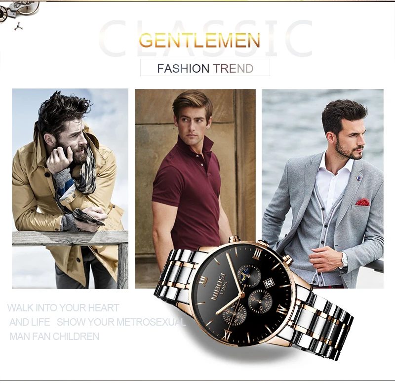 NIBOSI Dress Watch Men Gold 2018 Luxury Brand Men's Watch Waterproof Stainless Steel Famous Wristwatch Man Clock Water Resistant (2)