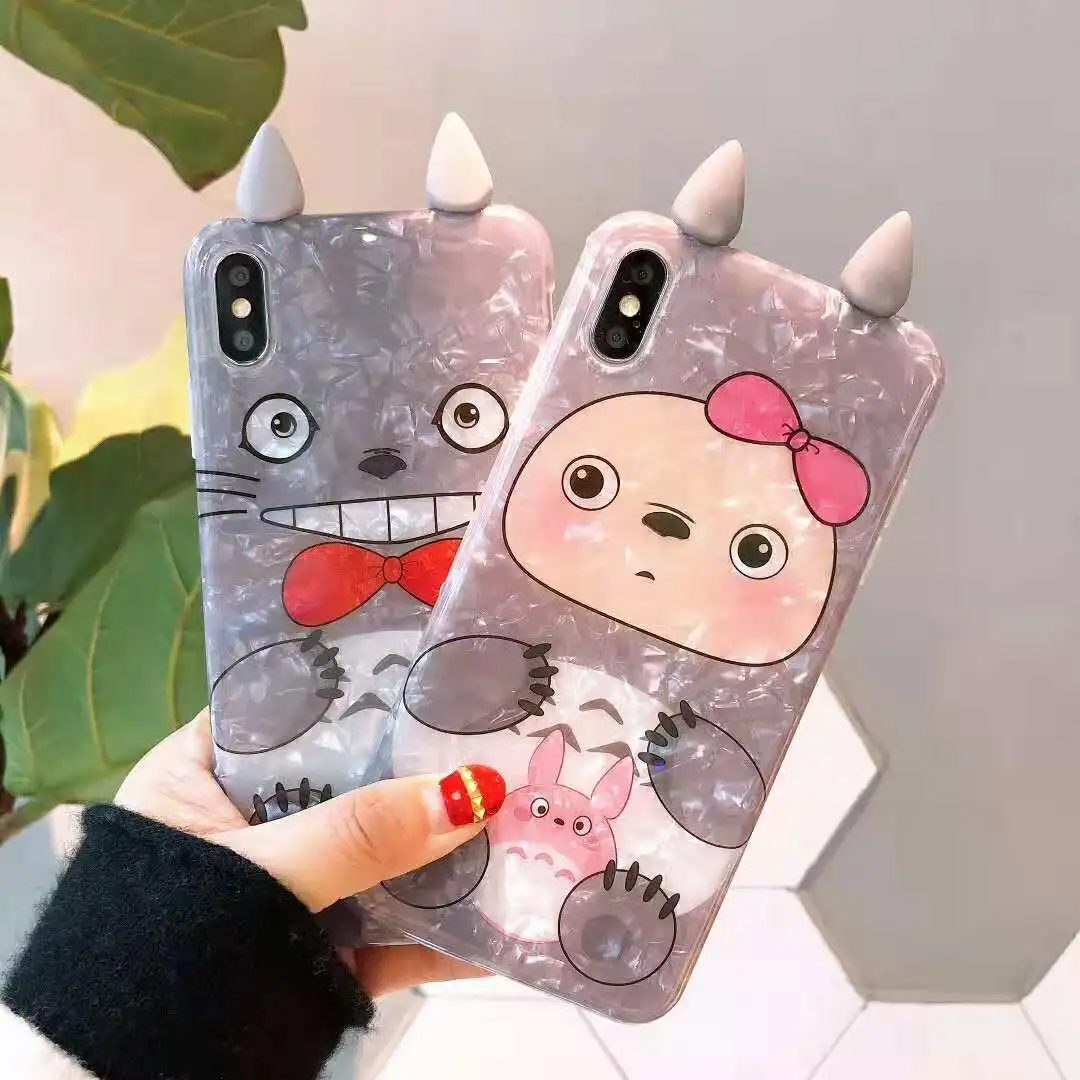 

Cute Fashion Shell Conch Stereo Totoro Cartoon Phone Back Cover Cases for iPhone Xs Max Xr X 8 7 6S 6 Plus Silicone Soft Case