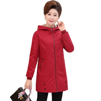 

Fashion Women Trench Coat Spring Autumn Clothes Hooded Outerwear New High Quality Plus Size Womens Windbreakers Basic Coat 5XL