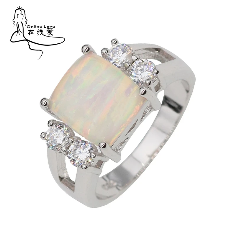 Romantic Vogue Rings Fire Opal Rings Silver Plated Mid