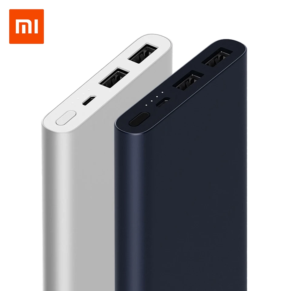 10000 мАч Xiaomi Mi Power Bank 2 Внешний аккумулятор 15 Вт Быстрая зарядка Powerbank PLM09ZM с двойным
