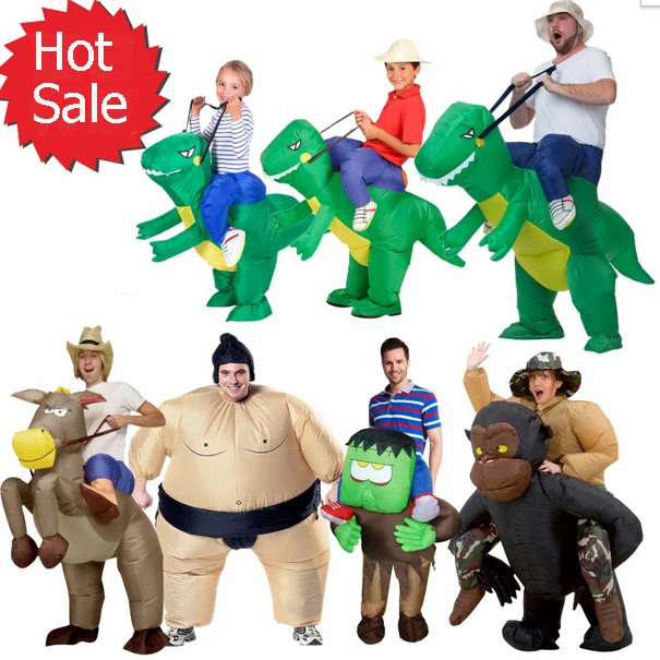 inflatable halloween costume for adult kids fan t rex gorilla sumo cow horse cowboy dinosaur