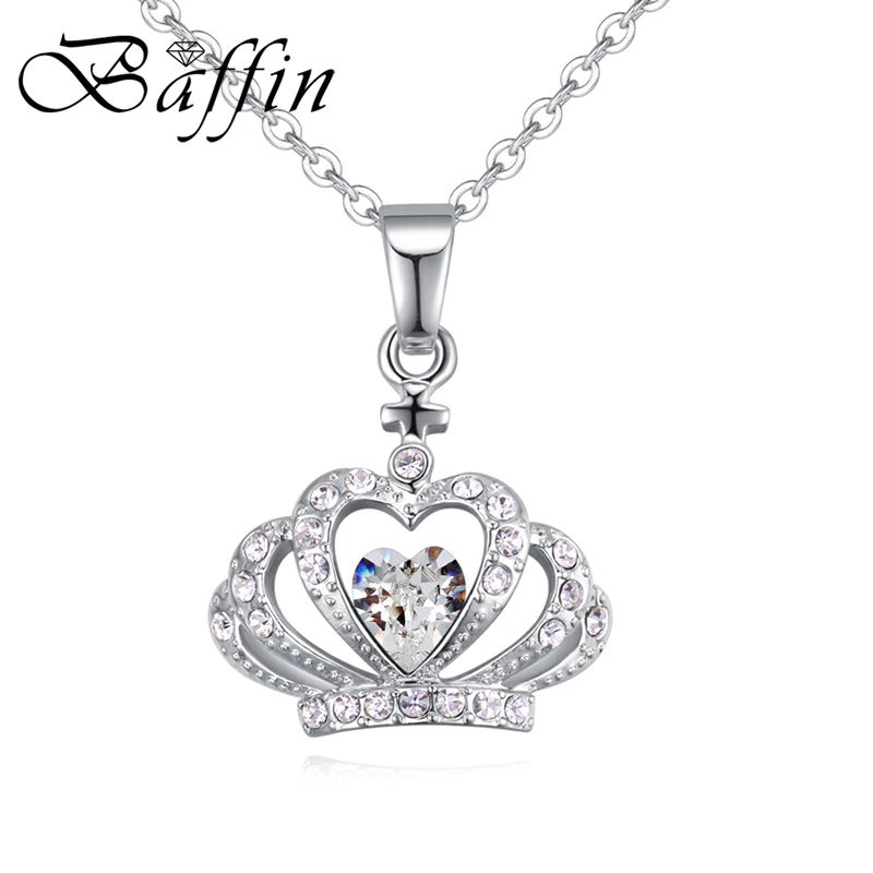 

BAFFIN New Design Crown Pendant Necklace Heart Crystals From SWAROVSKI Silver Color Party Wedding Accessories Gifts For Women