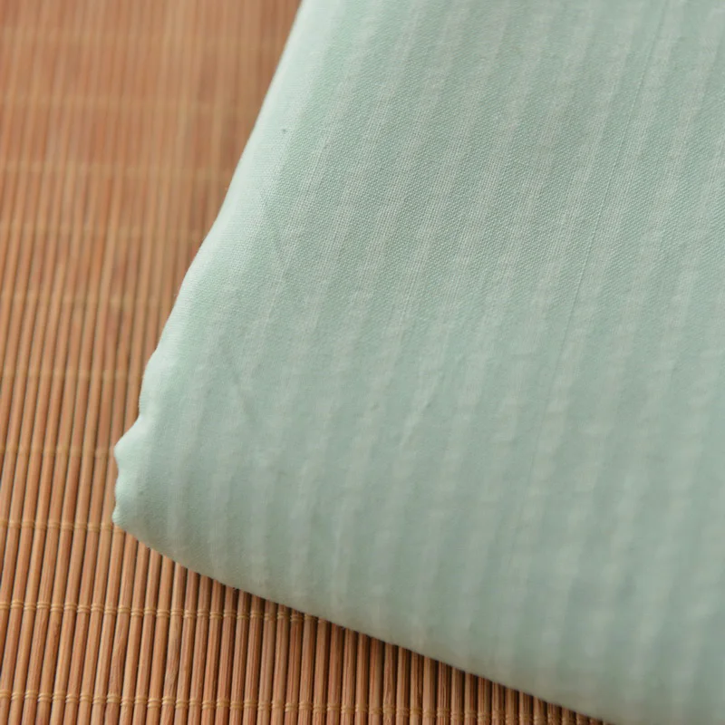 Meow home hand Korean mint green striped shirt blouse Chinese bubble