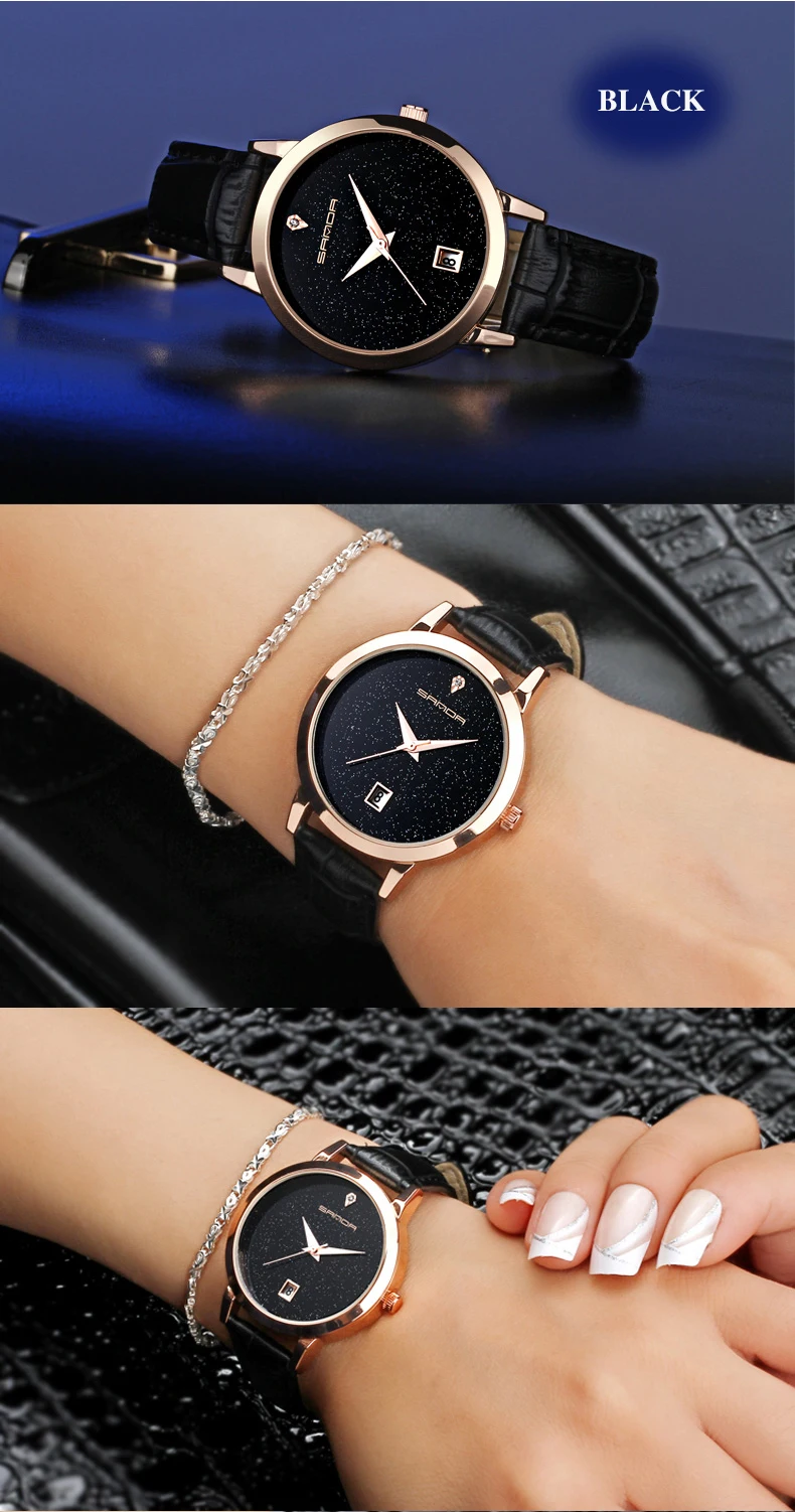 7 Montre à quartz dames montre en cuir étanche